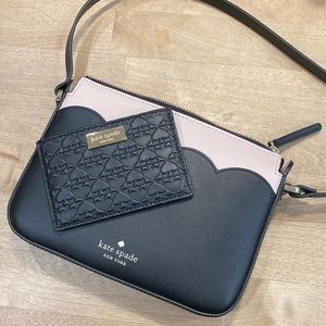 Kate spade black and pink crossbody bag with mini wallet